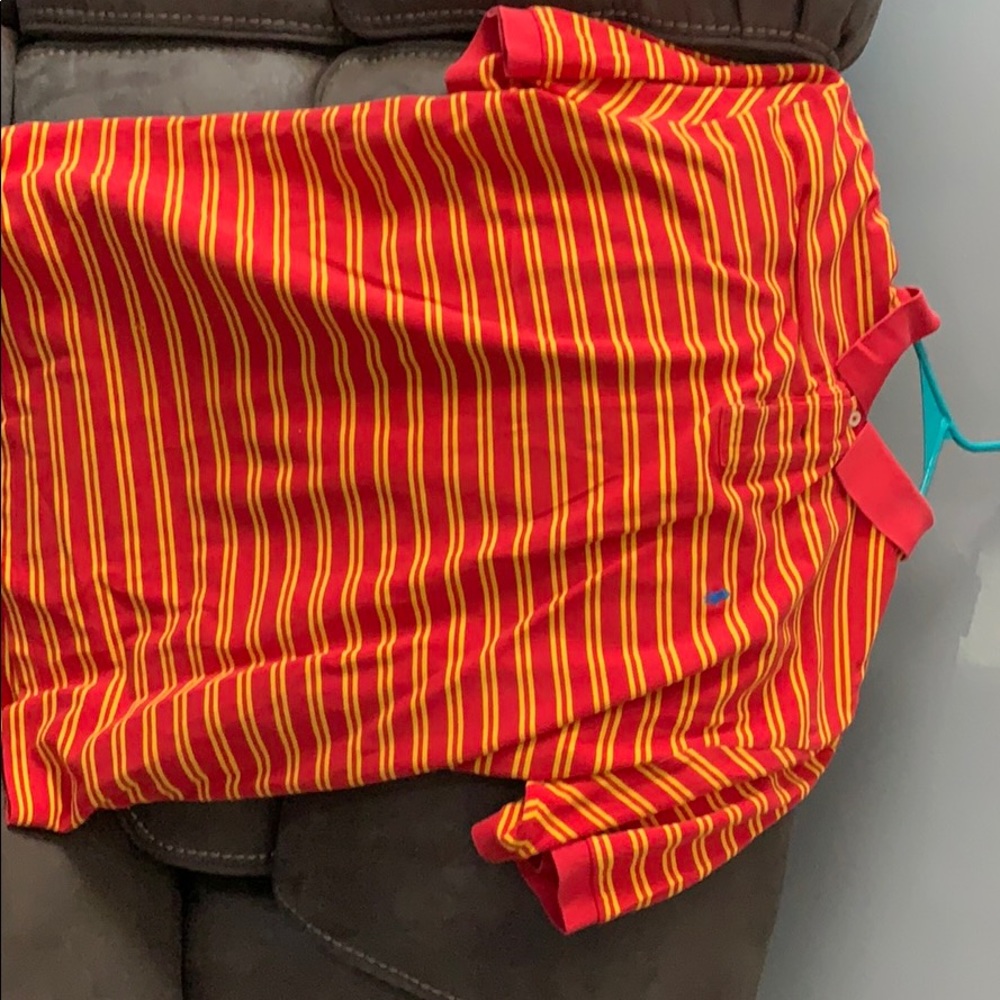 Red stripped polo.
